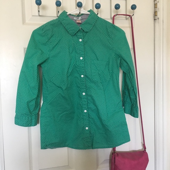 Downeast Green and white polka dot button down:Xs - Picture 3 of 3
